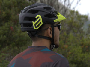 Mountain biker wear helmet