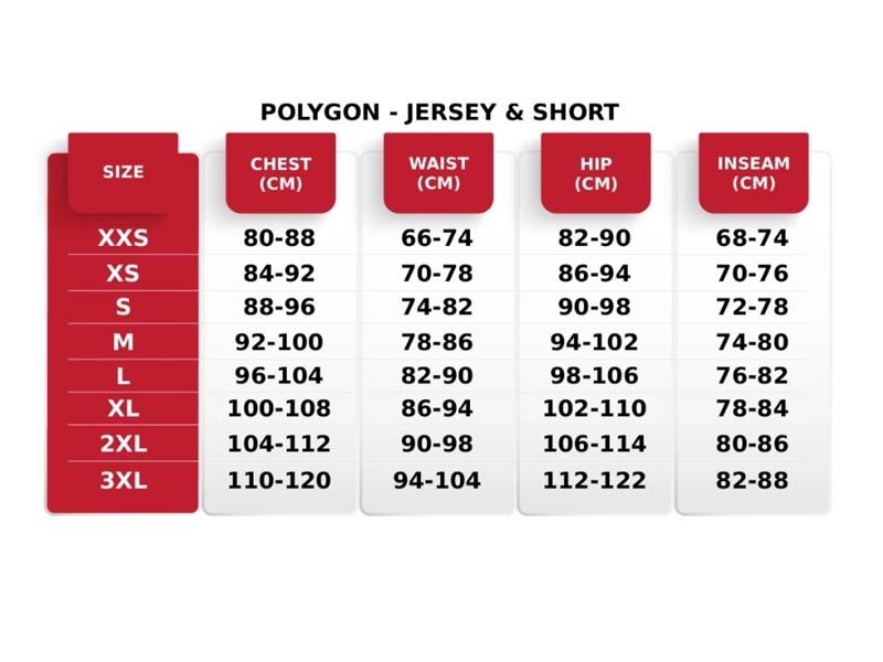 Jersey Sizing Chart 