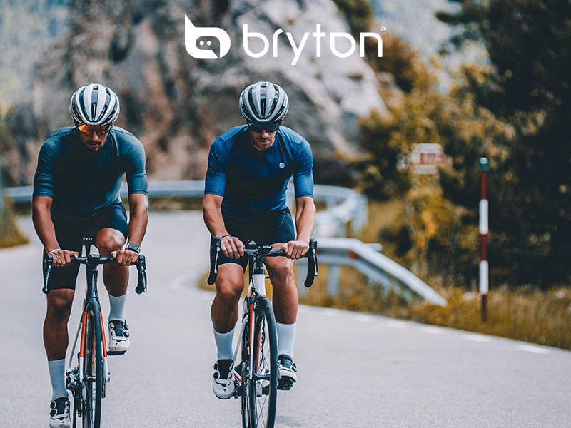 A road cyclist is using Bryton cycling computers for outdoor training 