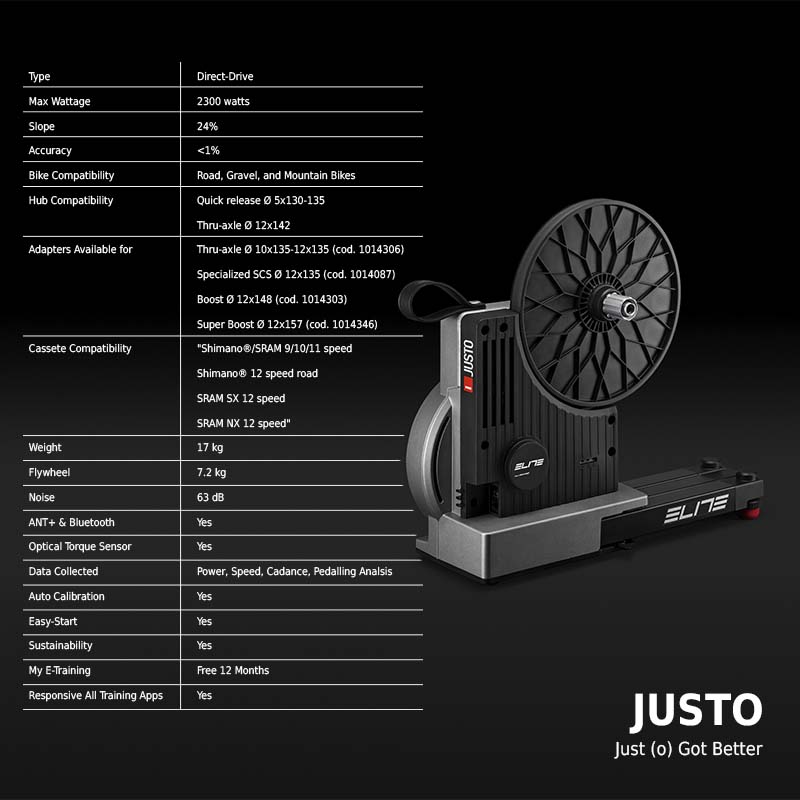 Elite Justo Bike Trainer Specifications