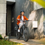 A cyclist use Polygon E-bike for commuting