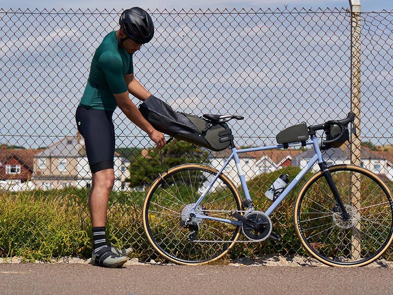 Packing some equipment before touring with a road bike