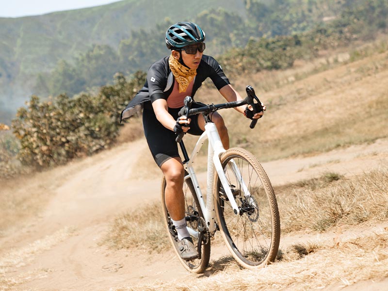Riding a gravel bike at speed