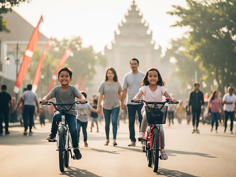 Mengikuti car free day dengan bersepeda