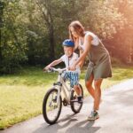 Learn kids mountain biking with parents