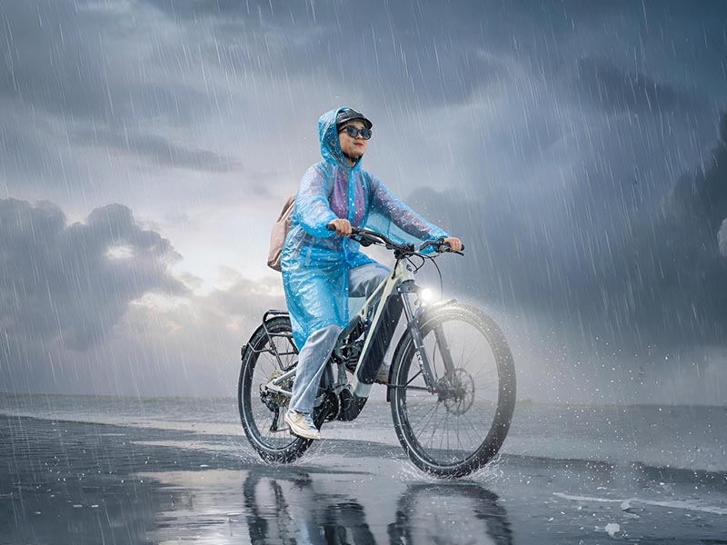 Riding in the rain with full equipment