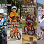 Kids cycling phases from balance bike to skill refinement