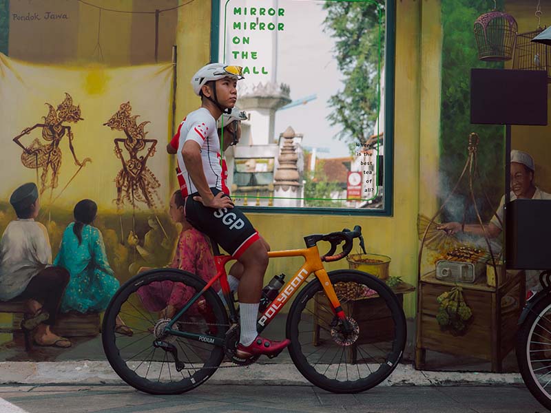Arfan Faisal and his Polygon Helios A8X Podium Road bike