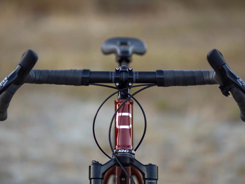 The gravel bike’s flared handlebars